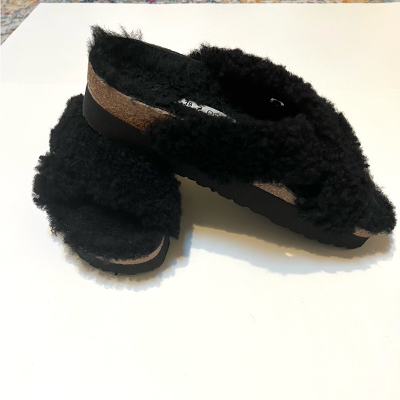 Birkenstock Black Plush Sandals - Picture 2 of 10